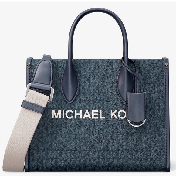Michael Kors Small Mirella Signature Logo Crossbody Bag Admiral Blue - Picture 1 of 9